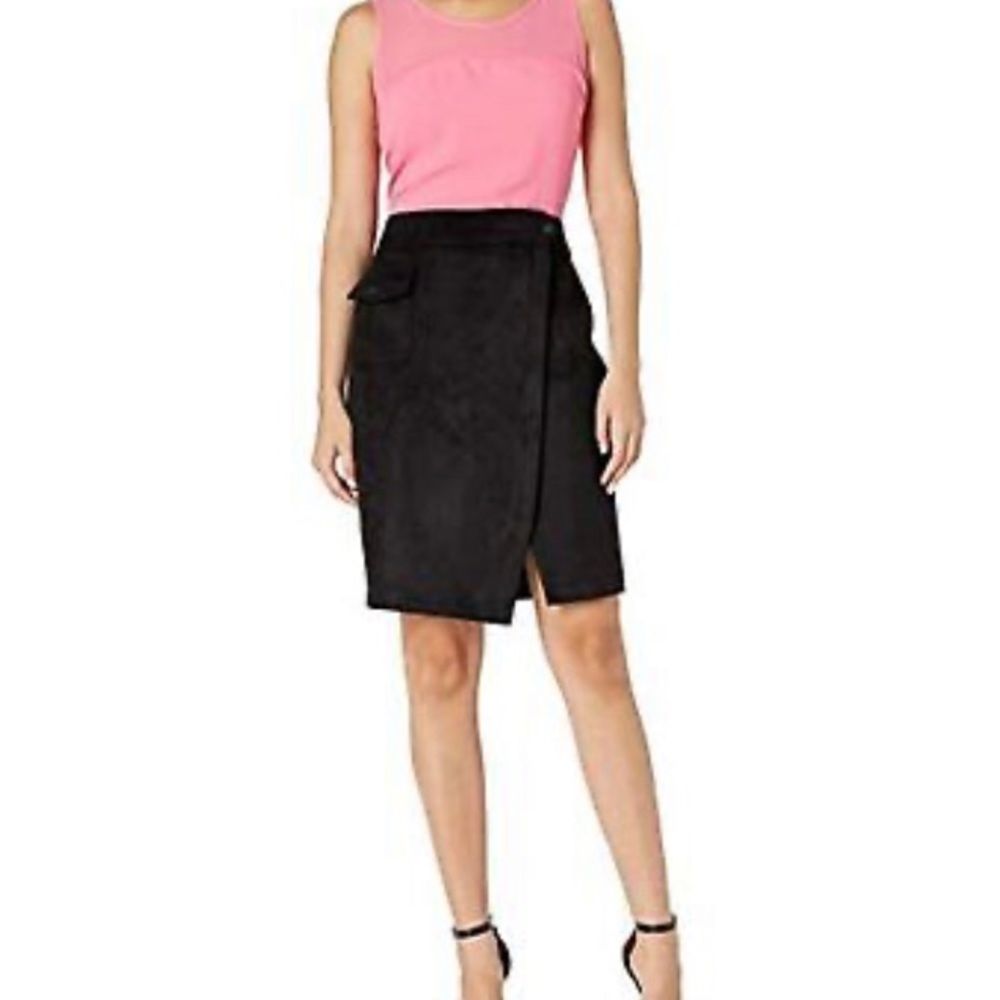 LMT: Anne Klein Scuba Suede Split Front Skirt